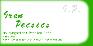 iren pecsics business card